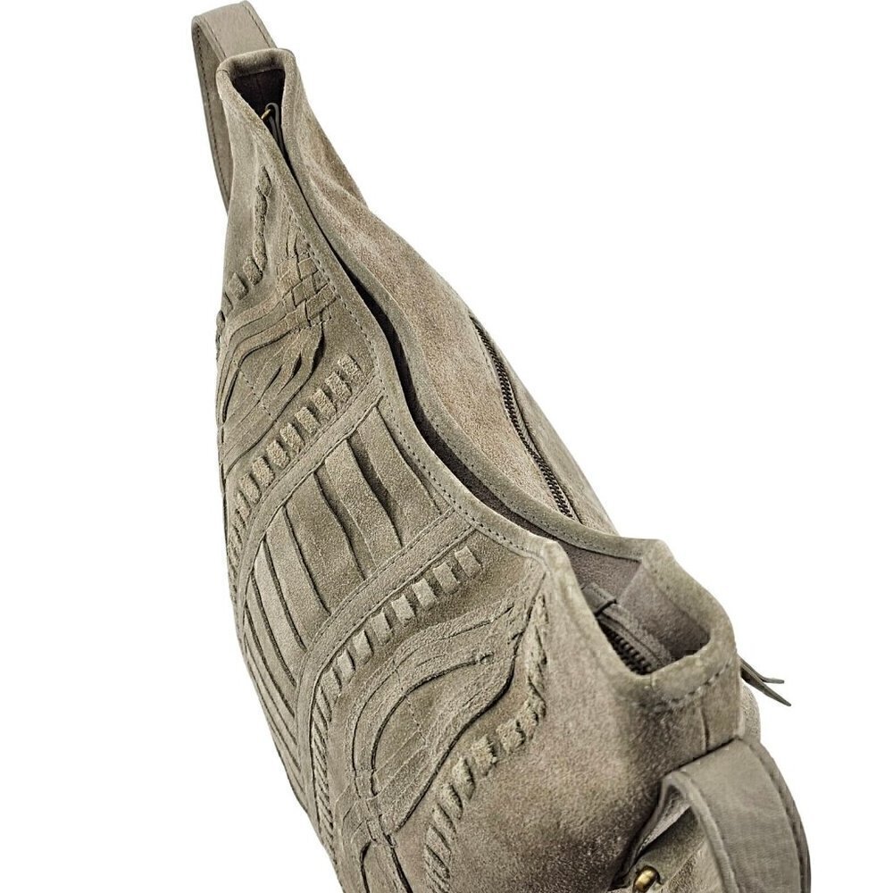 NANETTE LEPORE Bone Suede  Hobo Shoulder Bag with Intricate Woven Design - Picture 8 of 11